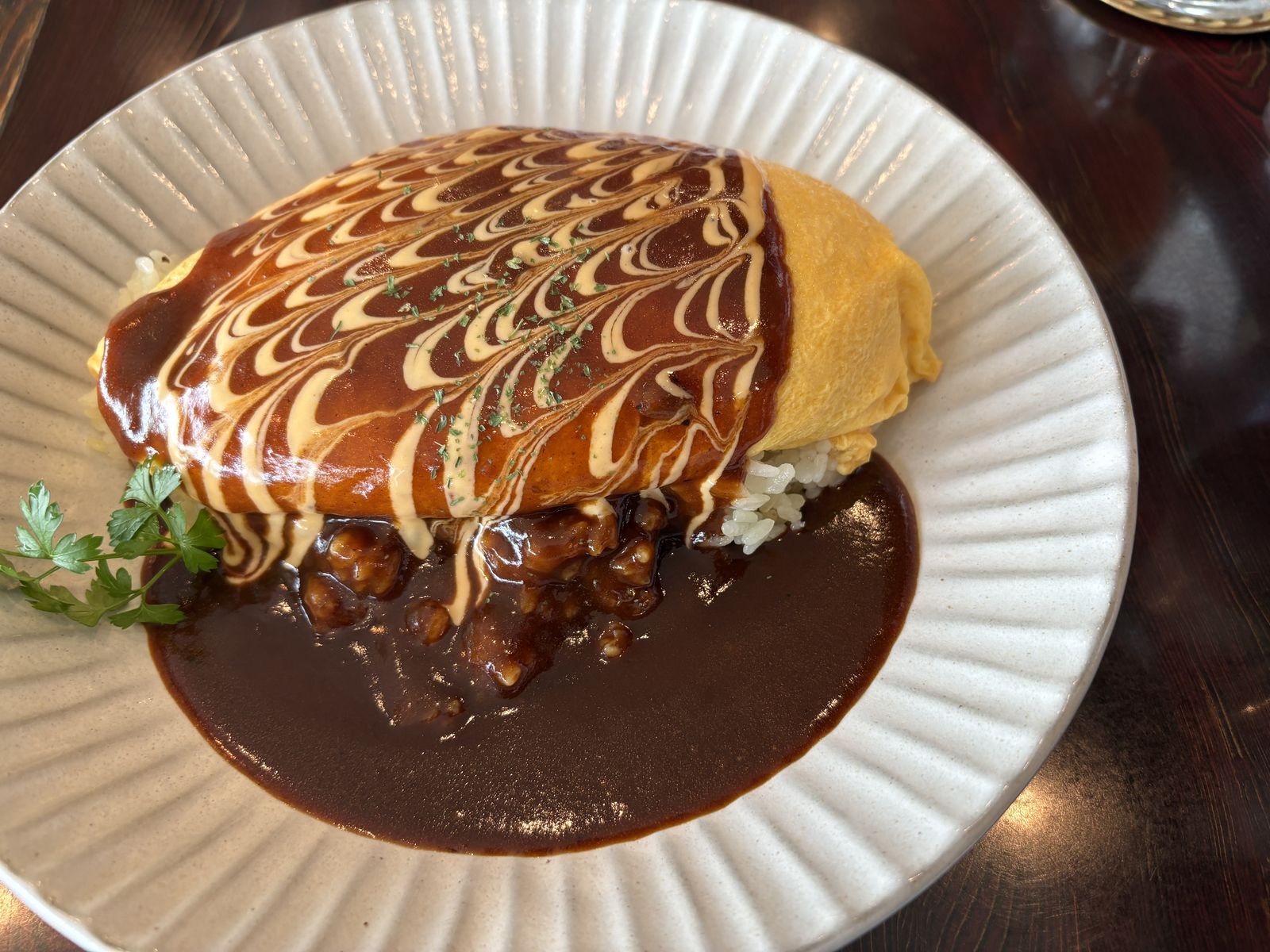 花きゃべつの納豆ハヤシオムライス