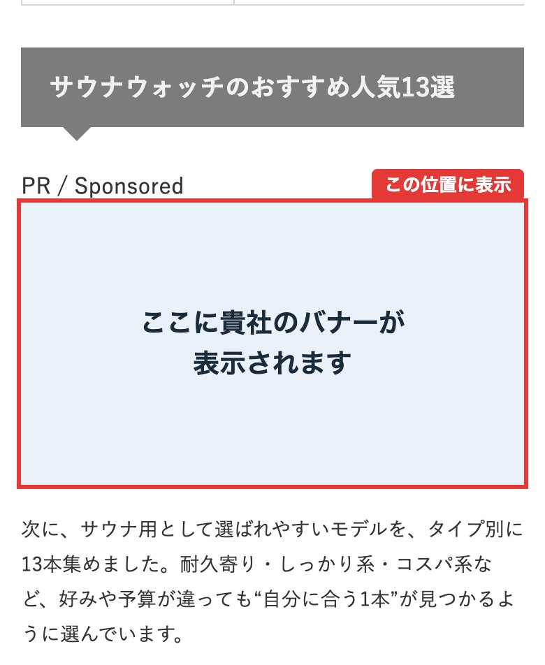 記事内バナーの広告掲載位置のイメージ